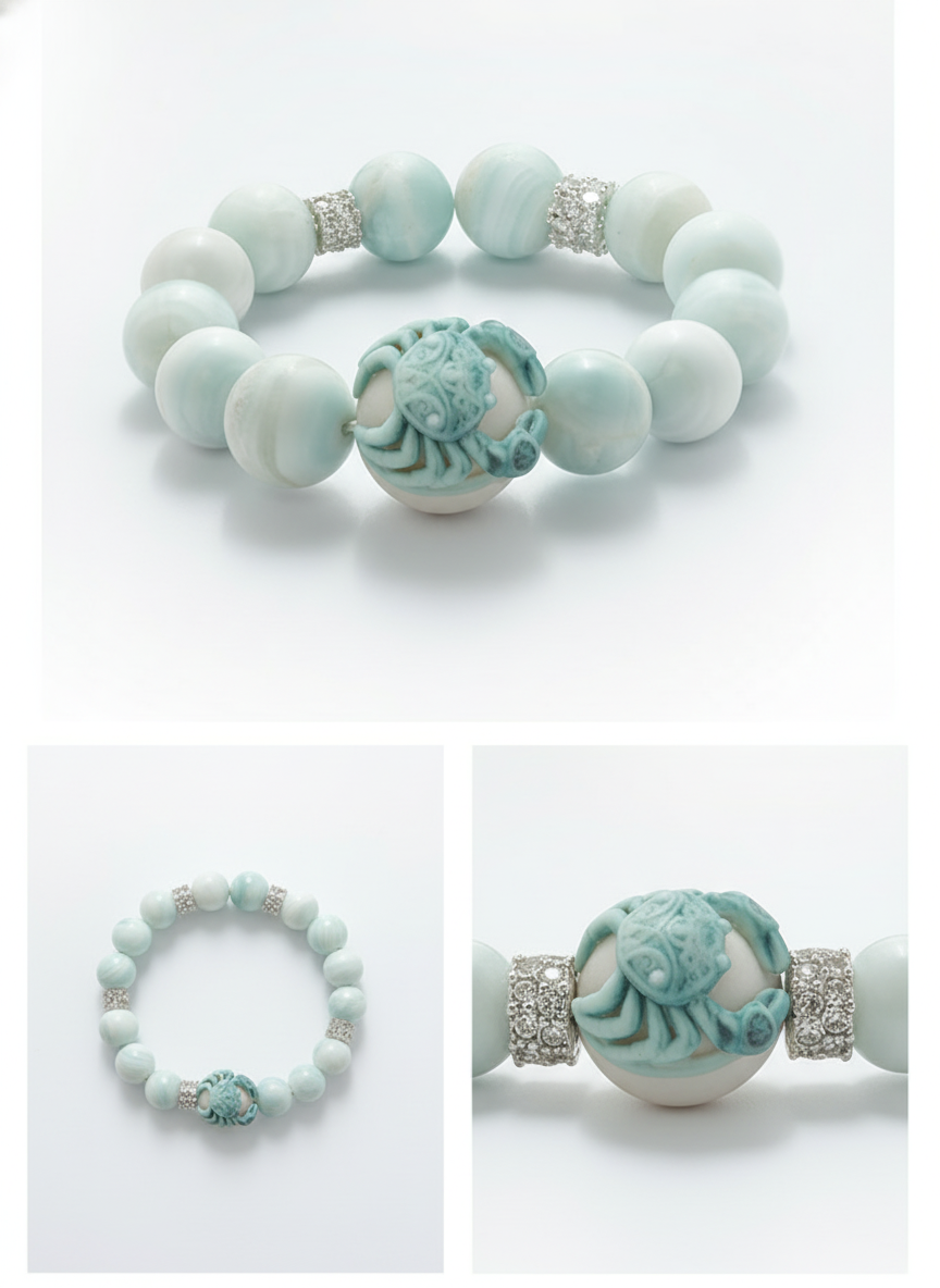 JuJuBit Hemimorphite Bracelet 12mm – Stone for Harmony & Balance