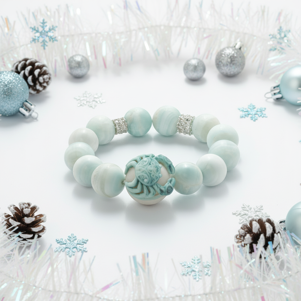 JuJuBit Hemimorphite Bracelet 12mm – Stone for Harmony & Balance