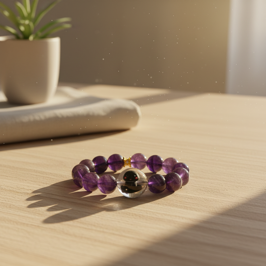JuJuBit Amethyst Phantom Bracelet 10mm – Crystal for Meditation