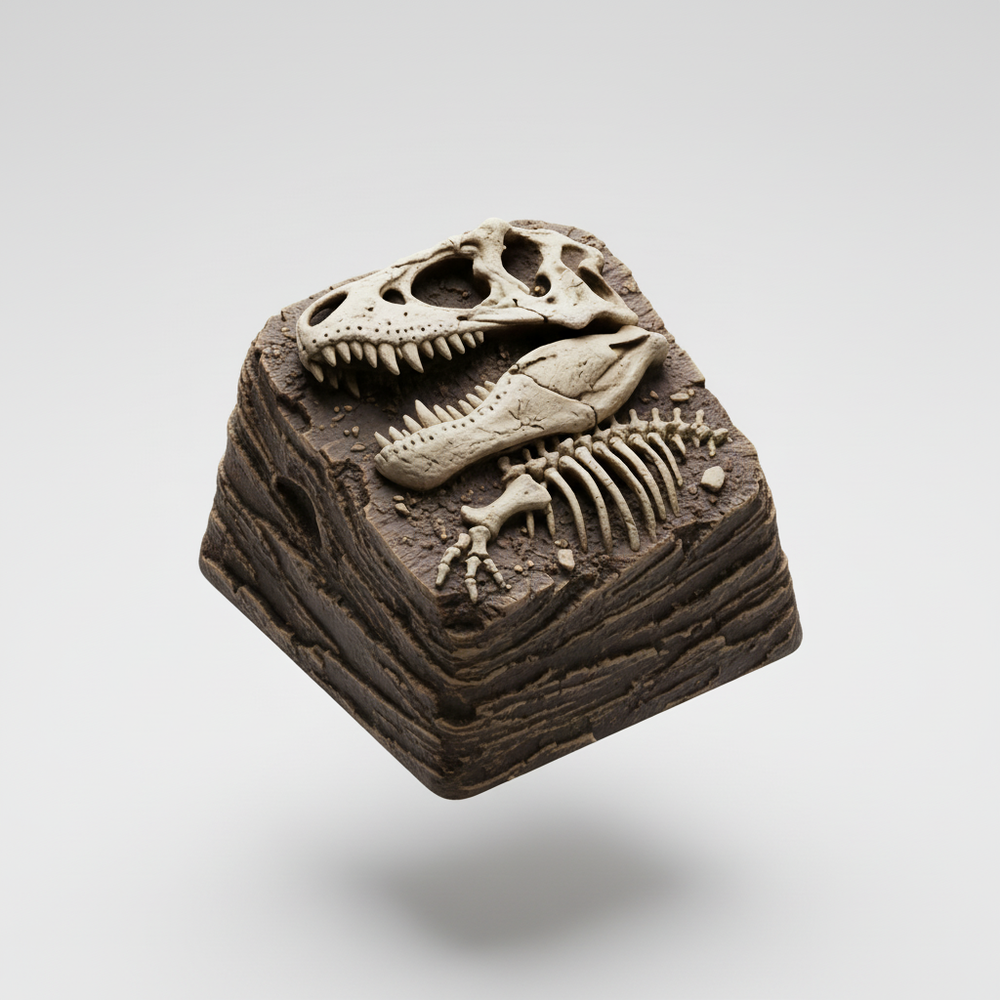 JuJuBit Custom Artisan Keycap for Mechanical Keyboards Fossil - Main Product Image