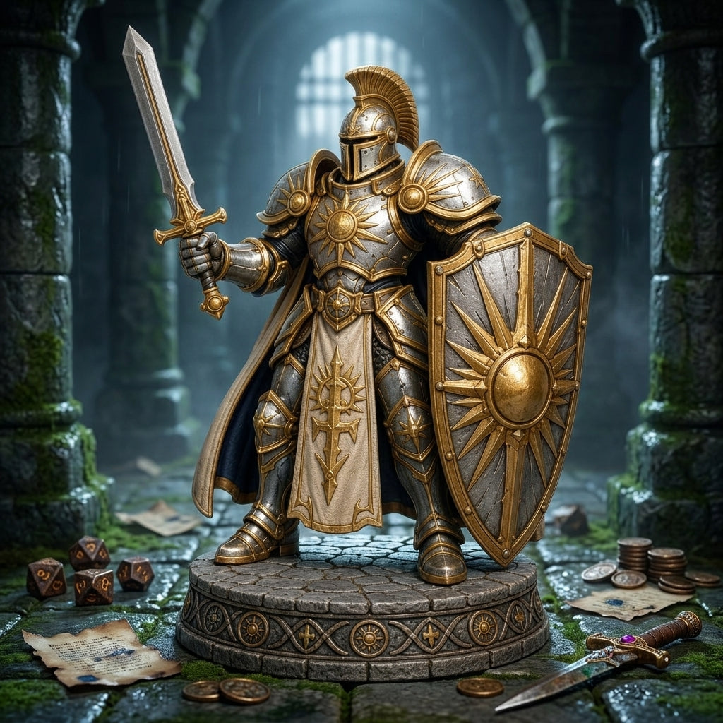 Goldenshield Oath Paladin-Detailed Sculpt Miniature for RPG, Display & Collection