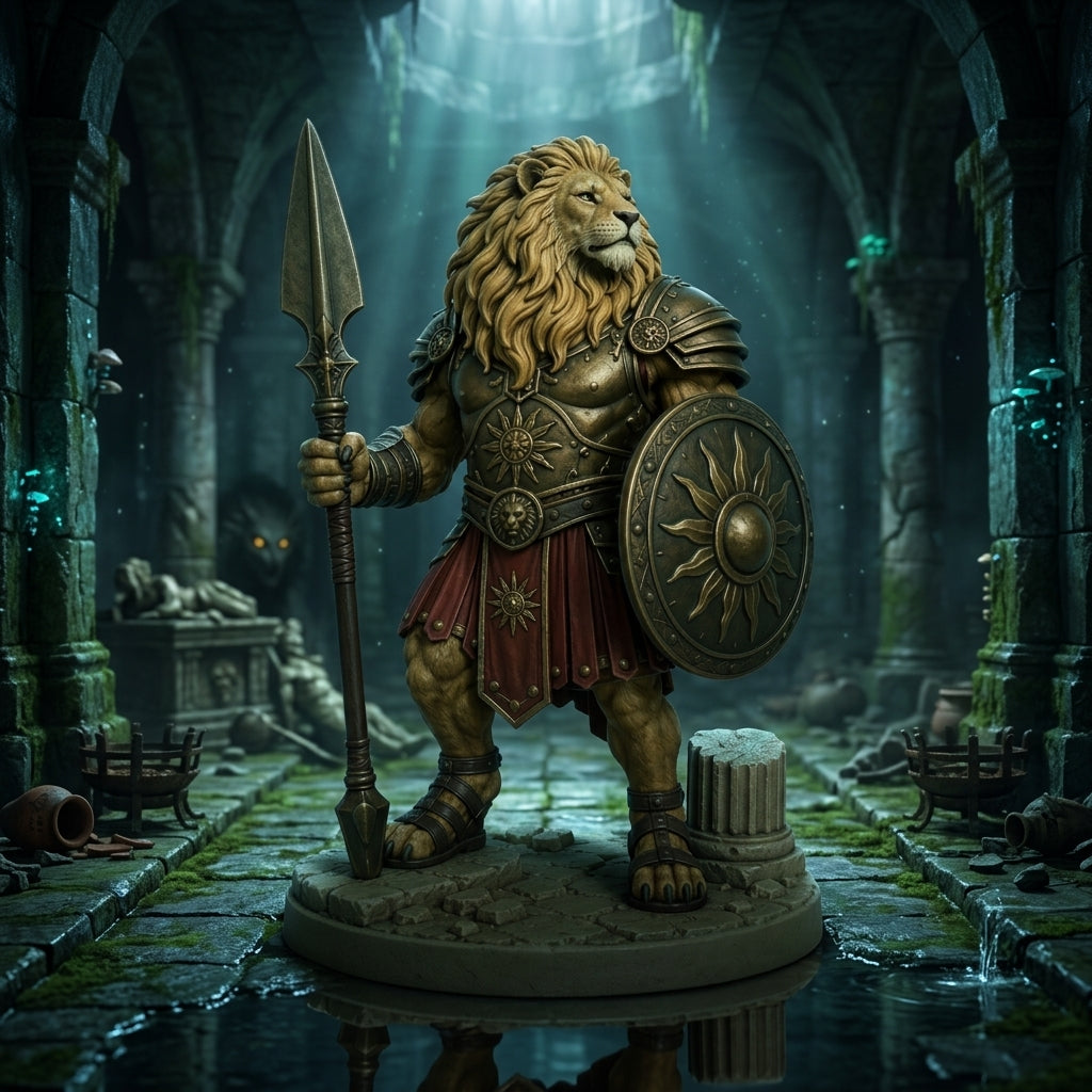 Goldmane Leonin Champion-Detailed Sculpt Miniature for RPG, Display &amp; Collection