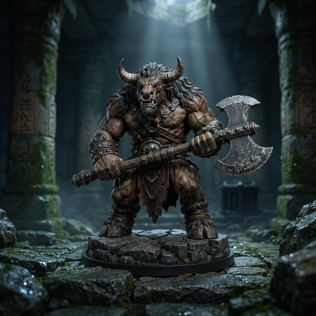 Gorehide Minotaur Berserker-Detailed Sculpt Miniature for RPG, Display & Collection