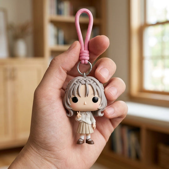 Grey Pixie Girl Keychain