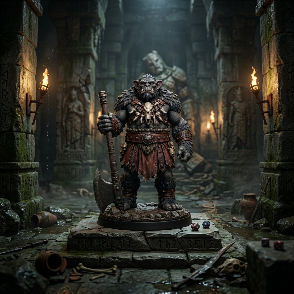 Grimtusk Bugbear Barbarian-Detailed Sculpt Miniature for RPG, Display & Collection