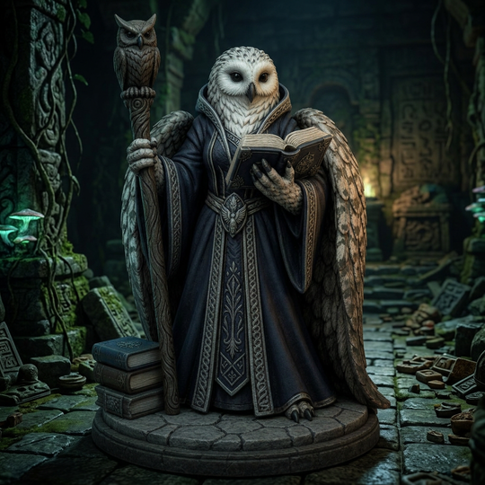 Hollowmoon Owlin Wizard-Detailed Sculpt Miniature for RPG, Display &amp; Collection