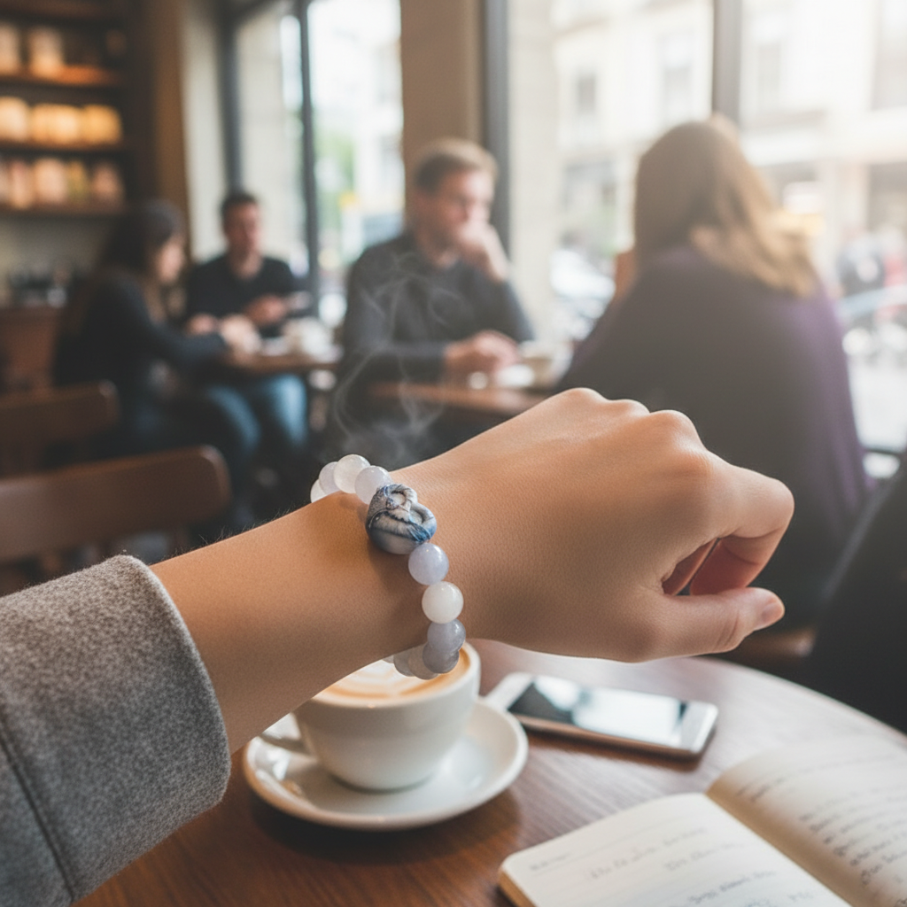 JuJuBit PISCES Zodiac Series Blue Chalcedony × White Azeztulite × White Phantom — Clarity, Expression & Emotional Balance Energy