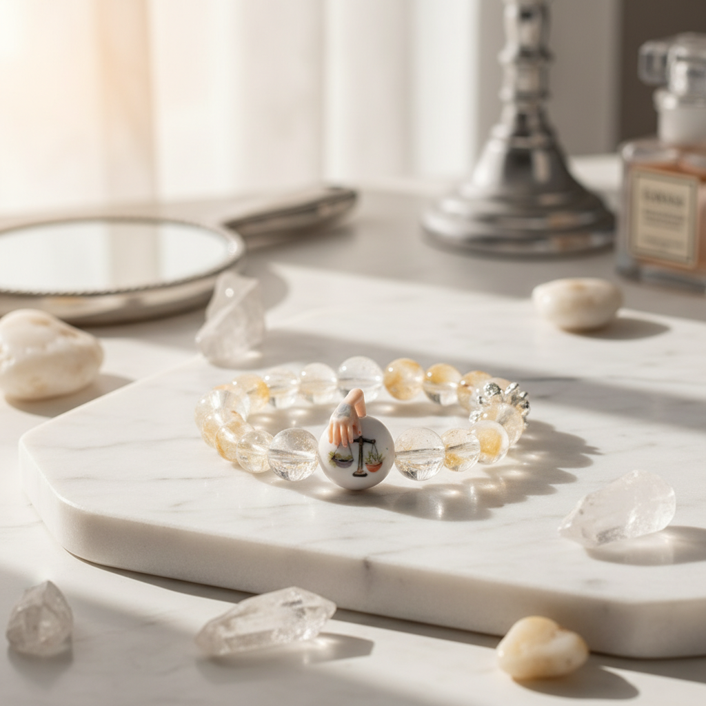 JuJuBit LIBRA Zodiac Series Citrine × Clear Quartz — Decisive Balance & Confident Choice Energy