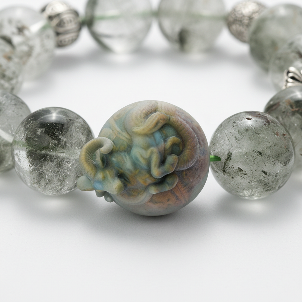 JuJuBit Green Phantom Bracelet 14mm – Stone for Renewal & Growth