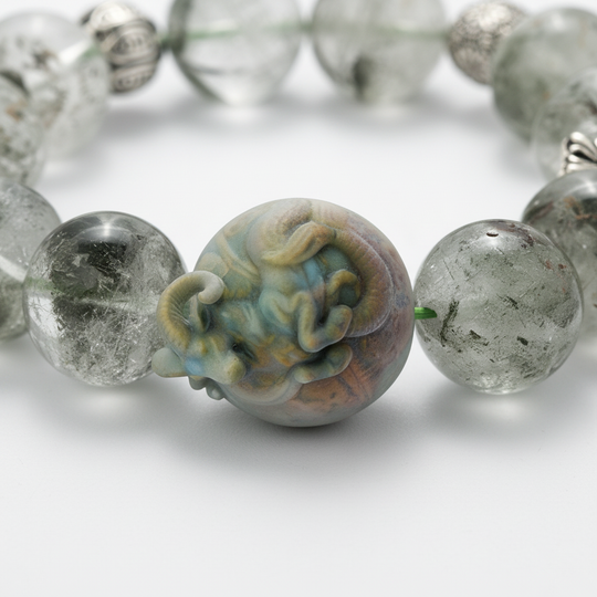 JuJuBit Green Phantom Bracelet 14mm – Stone for Renewal & Growth