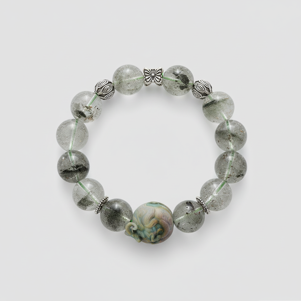 JuJuBit Green Phantom Bracelet 14mm – Stone for Renewal & Growth