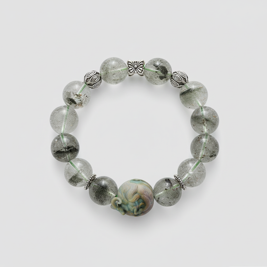 JuJuBit Green Phantom Bracelet 14mm – Stone for Renewal & Growth