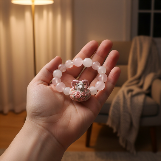 JuJuBit ARIES Zodiac Series White Phantom × Rose Quartz — Gentle Strength & Focused Action Energy