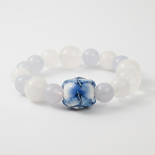 JuJuBit PISCES Zodiac Series Blue Chalcedony × White Azeztulite × White Phantom — Clarity, Expression & Emotional Balance Energy