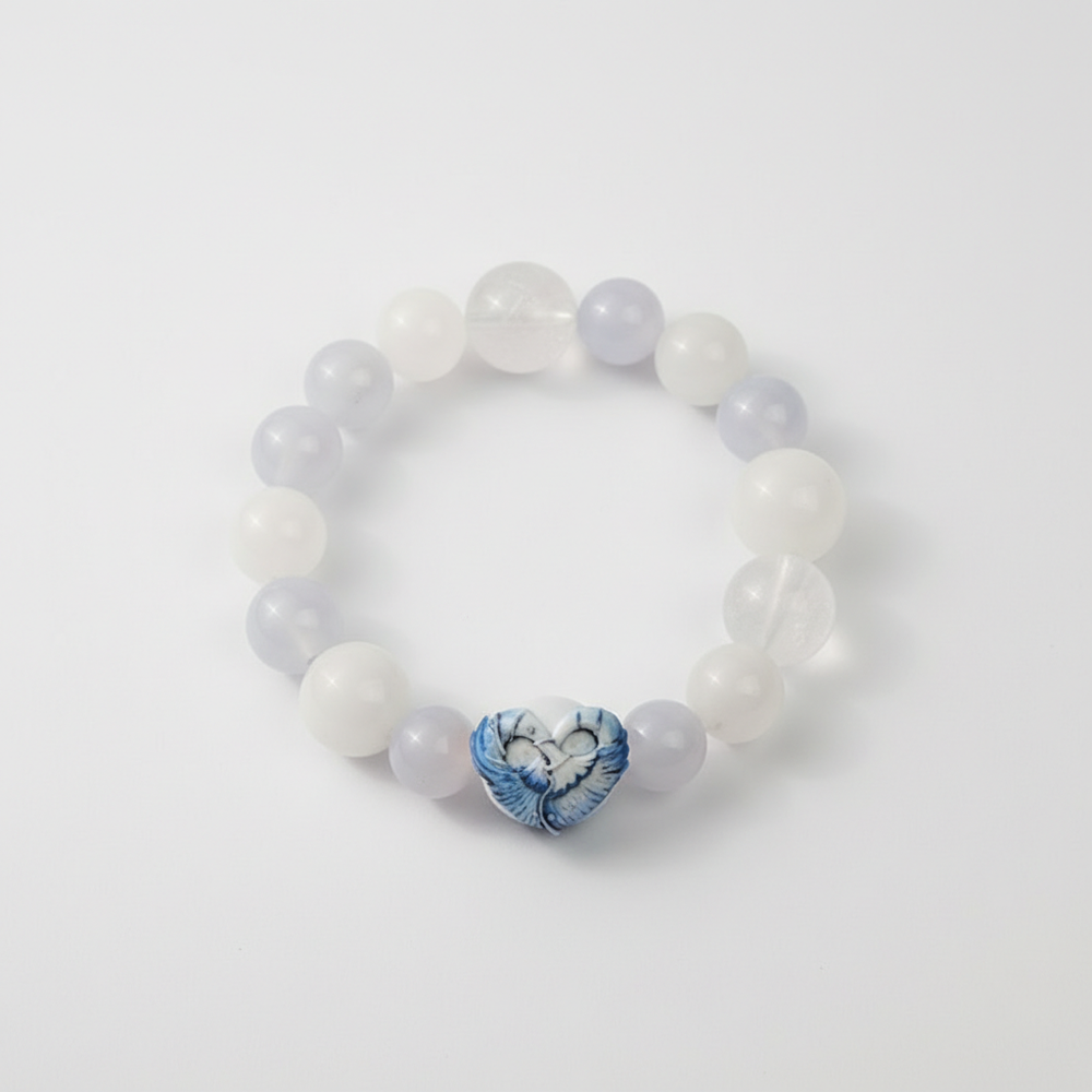 JuJuBit PISCES Zodiac Series Blue Chalcedony × White Azeztulite × White Phantom - Clarity, Expression & Emotional Balance Energy - View 4