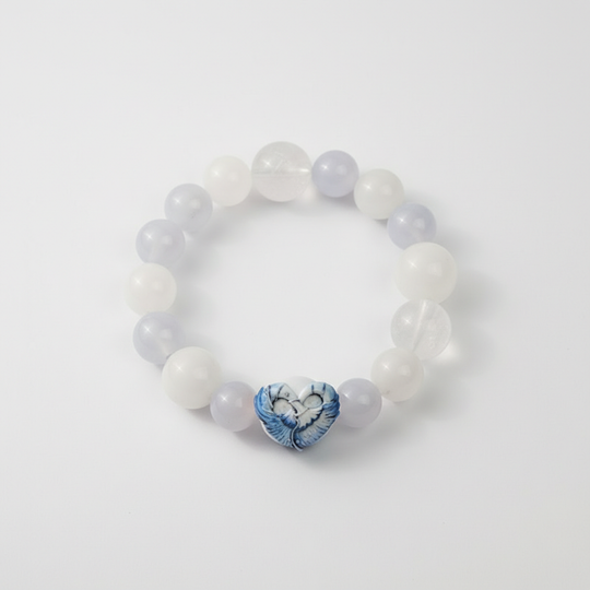 JuJuBit PISCES Zodiac Series Blue Chalcedony × White Azeztulite × White Phantom — Clarity, Expression & Emotional Balance Energy