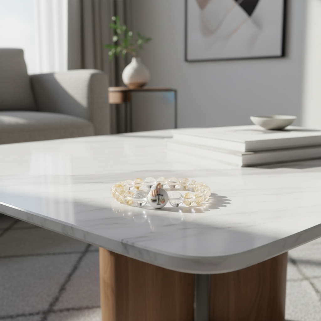 JuJuBit LIBRA Zodiac Series Citrine × Clear Quartz — Decisive Balance & Confident Choice Energy