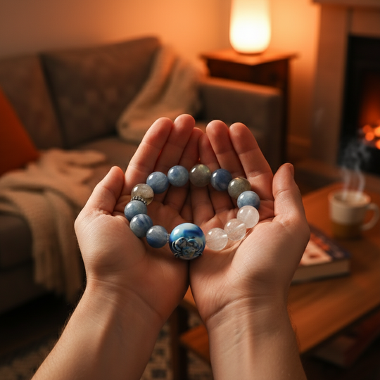 JuJuBit CANCER Zodiac Series Kyanite × Grey Moonstone × White Azeztulite — Emotional Safety & Boundary Energy