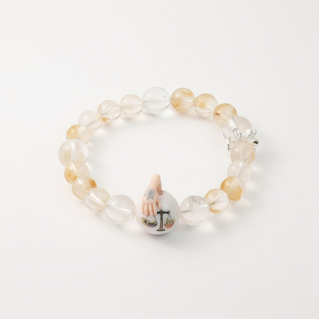 JuJuBit LIBRA Zodiac Series Citrine × Clear Quartz — Decisive Balance & Confident Choice Energy