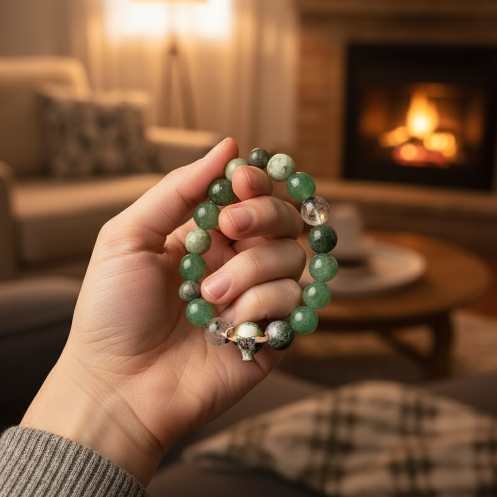 JuJuBit TAURUS Zodiac Series Seraphinite × Four-Season Phantom × Green Strawberry Quartz — Steady Growth & Abundance Energy