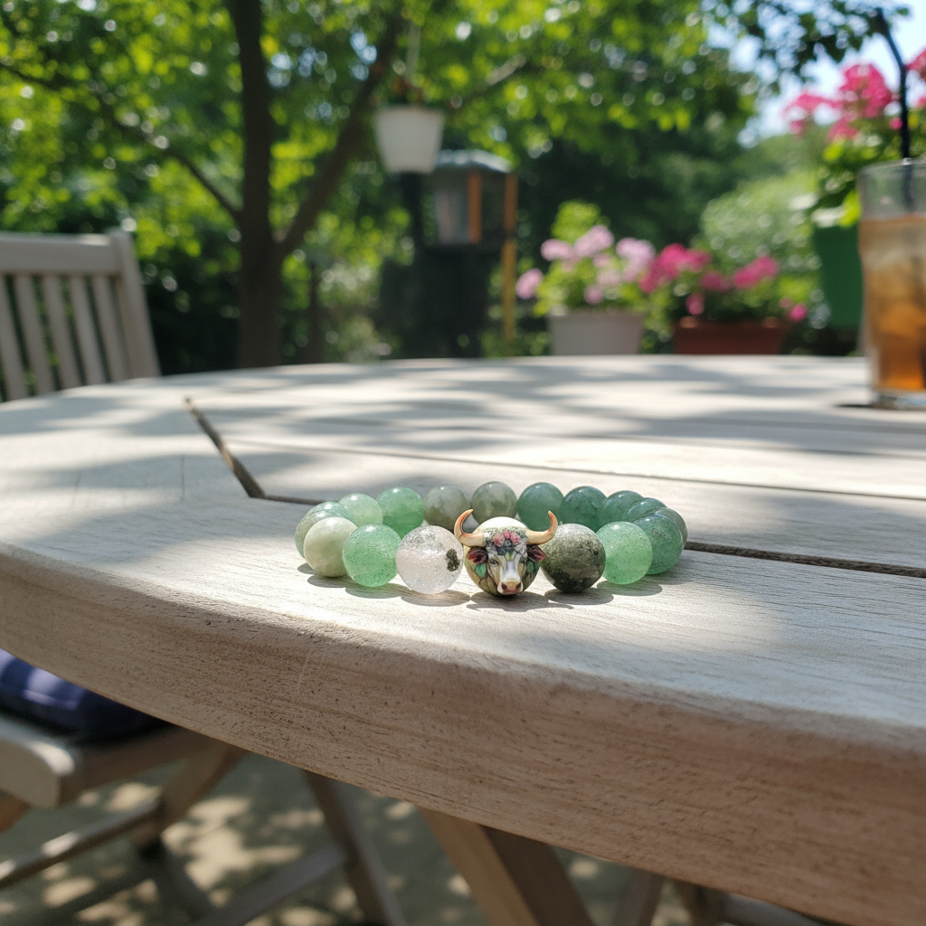 JuJuBit TAURUS Zodiac Series Seraphinite × Four-Season Phantom × Green Strawberry Quartz — Steady Growth & Abundance Energy