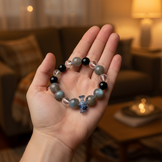 JuJuBit AQUARIUS Zodiac Series Labradorite × Black Obsidian × Clear Quartz — Boundary & Independent Energy