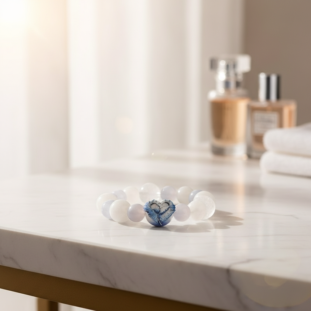 JuJuBit PISCES Zodiac Series Blue Chalcedony × White Azeztulite × White Phantom — Clarity, Expression & Emotional Balance Energy