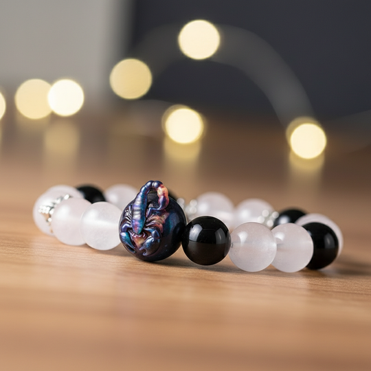 JuJuBit SCORPIO Zodiac Series Amethyst × Gold Obsidian — Emotional Grounding & Protection Energy