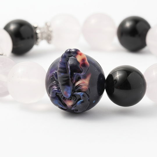 JuJuBit SCORPIO Zodiac Series Amethyst × Gold Obsidian — Emotional Grounding & Protection Energy