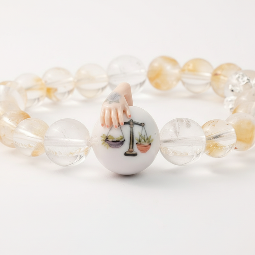 JuJuBit LIBRA Zodiac Series Citrine × Clear Quartz — Decisive Balance & Confident Choice Energy