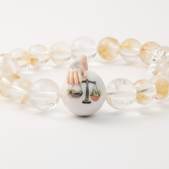JuJuBit LIBRA Zodiac Series Citrine × Clear Quartz — Decisive Balance & Confident Choice Energy