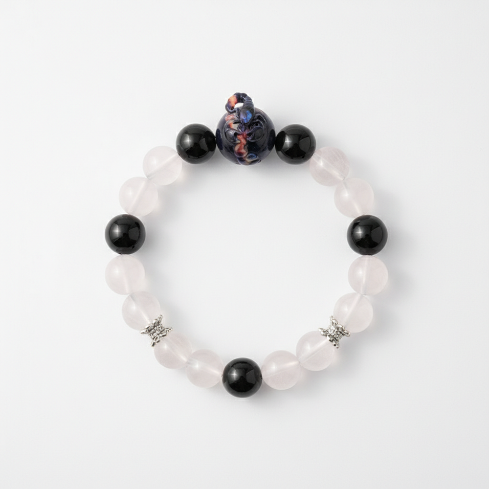 JuJuBit SCORPIO Zodiac Series Amethyst × Gold Obsidian - Emotional Grounding & Protection Energy - View 3