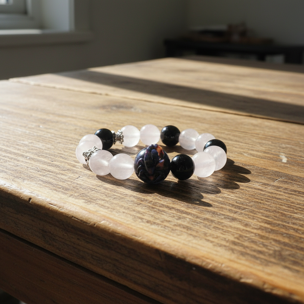 JuJuBit SCORPIO Zodiac Series Amethyst × Gold Obsidian — Emotional Grounding & Protection Energy