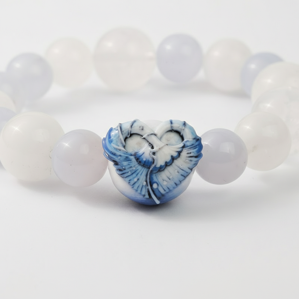 JuJuBit PISCES Zodiac Series Blue Chalcedony × White Azeztulite × White Phantom — Clarity, Expression & Emotional Balance Energy