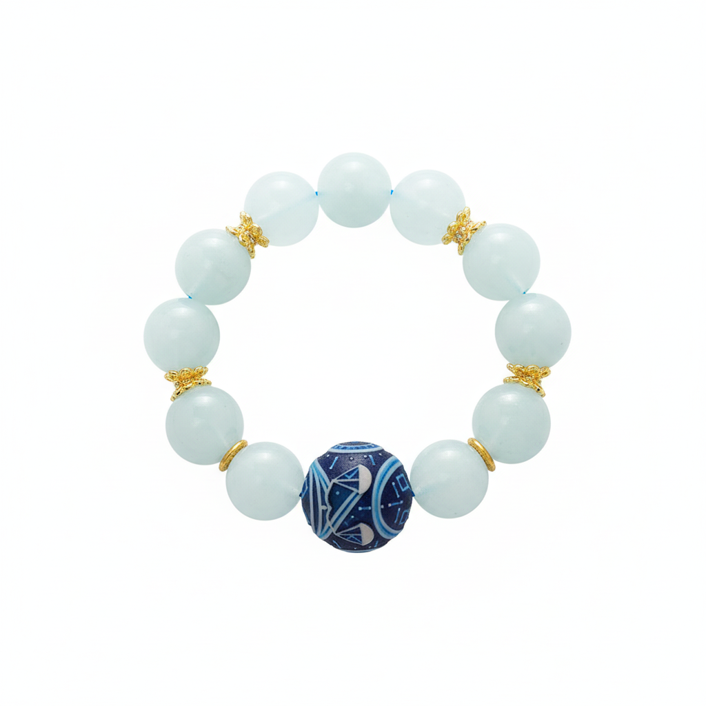 JuJuBit Aquamarine Bracelet 14mm – Crystal for Courage & Calm