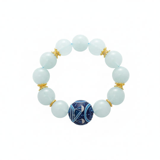 JuJuBit Aquamarine Bracelet 14mm – Crystal for Courage & Calm