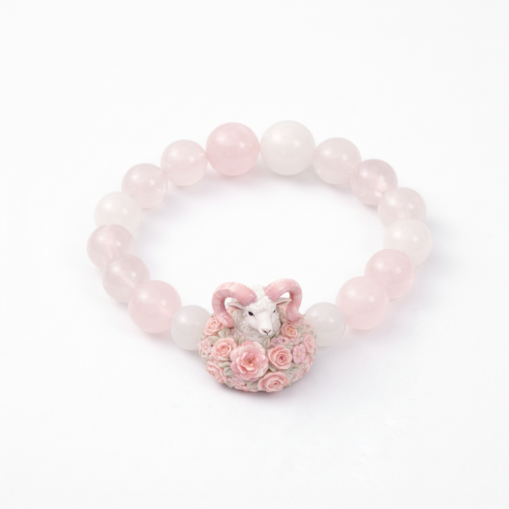 JuJuBit ARIES Zodiac Series White Phantom × Rose Quartz - Gentle Strength & Focused Action Energy - View 3