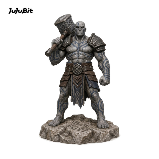Goliath champion miniature with a warhammer, front view