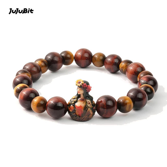 JuJuBit VIRGO Zodiac Bracelet – Red Tiger Eye × Yellow Tiger Eye for Grounded Focus & Confident Action