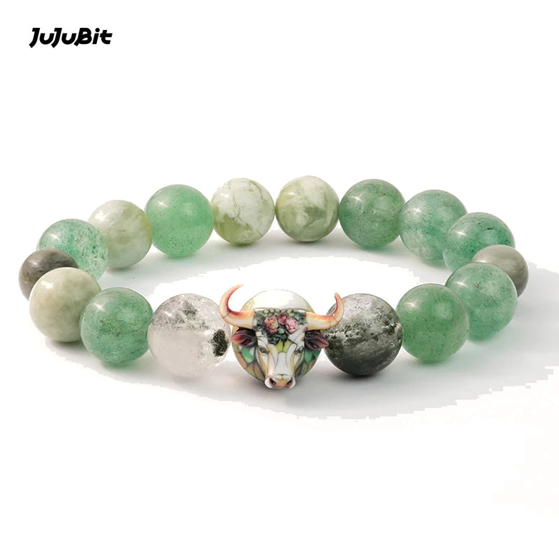 JuJuBit TAURUS Zodiac Bracelet – Seraphinite × Four-Season Phantom for Grounded Growth & Gentle Renewal