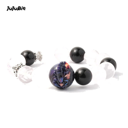 JuJuBit SCORPIO Zodiac Bracelet – Amethyst × Gold Obsidian for Deep Clarity & Protected Power