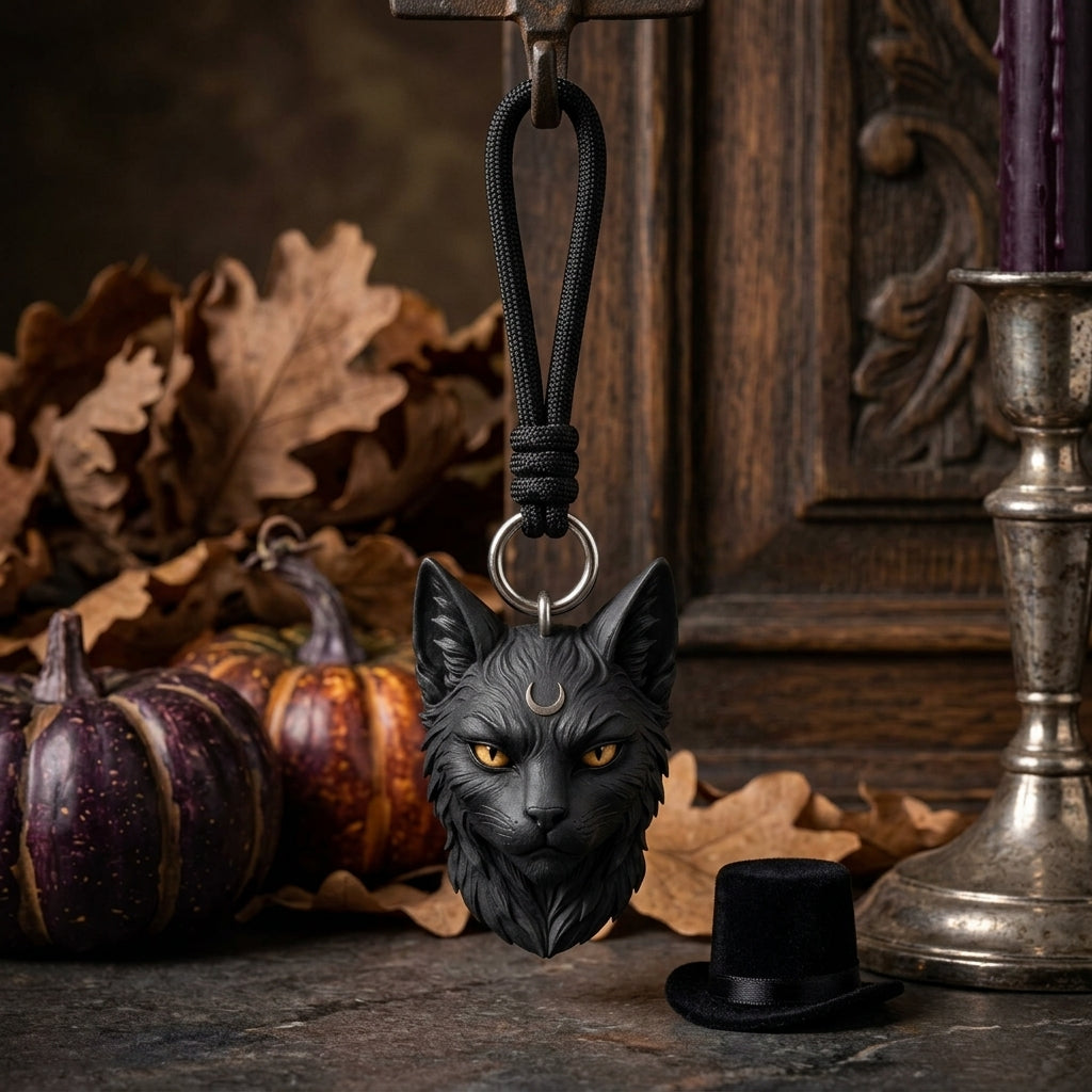 Mystic Black Cat Keychain