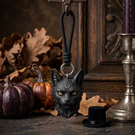 Mystic Black Cat Keychain