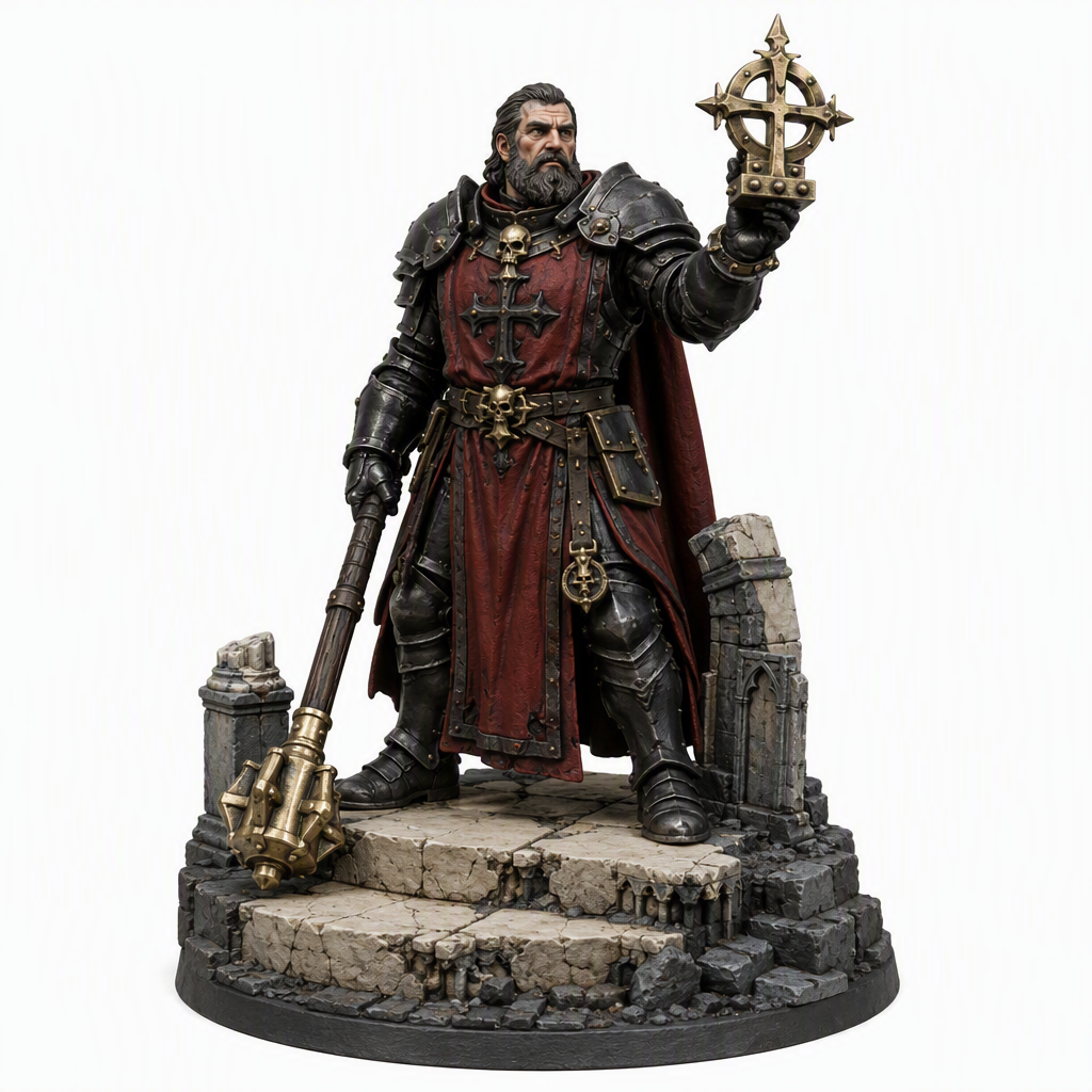 Grimvigil Cleric-Detailed Sculpt Miniature for RPG, Display & Collection