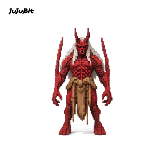 Pixel Style - Crimson Demon Guardian Block Figure