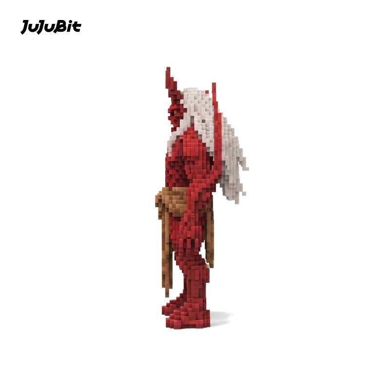 Pixel Style - Crimson Demon Guardian Block Figure