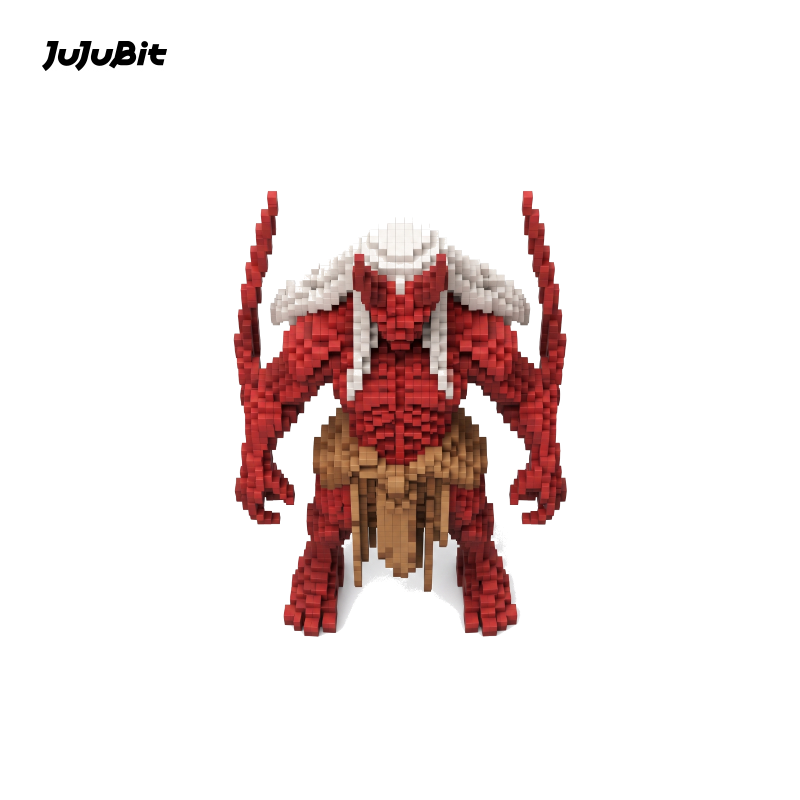 Pixel Style - Crimson Demon Guardian Block Figure