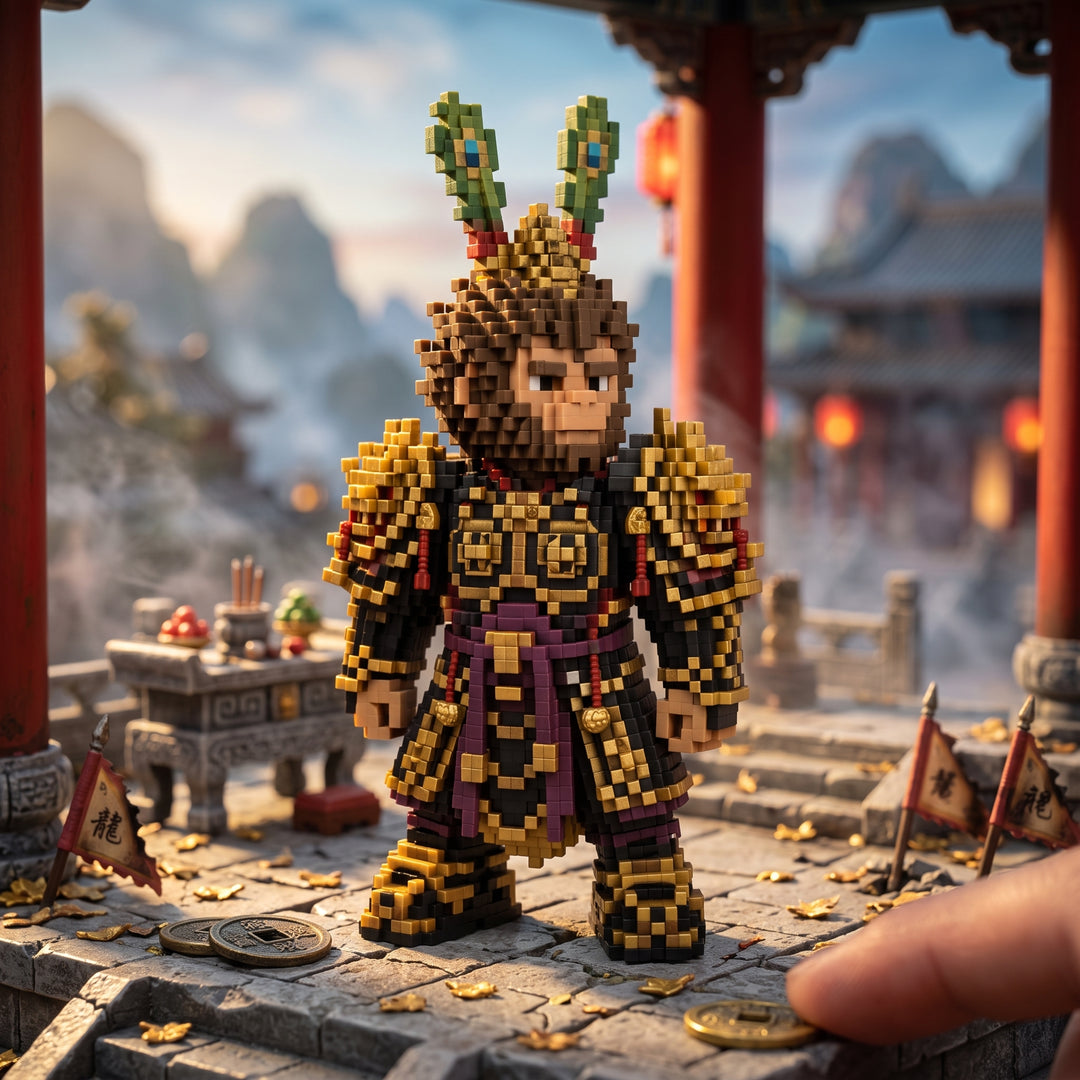 Pixel Style - Golden Ronin Warrior Block Figure