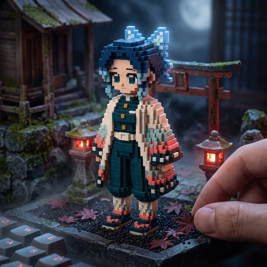Pixel Style - Mystic Butterfly Warrior Block Figure