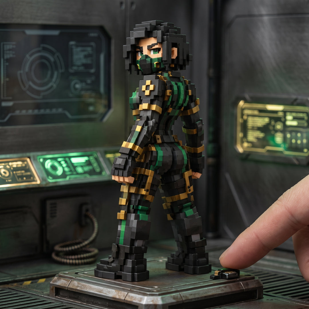 Pixel Style - Shadow Cyber Ninja Block Figure